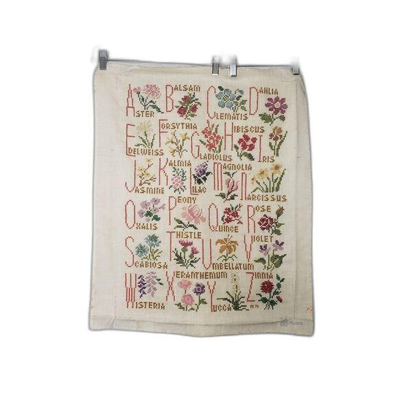 Vintage LeeWards Floral Alphabet Cross Stitch Sampler Unframed PS 76 Botanical - Picture 3 of 3